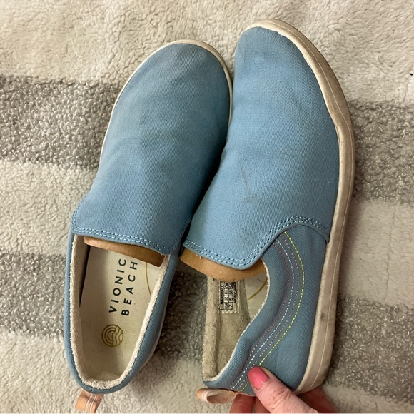 Vionic Shoes - Vionic Sky Blue Canvas Slip-Ons
